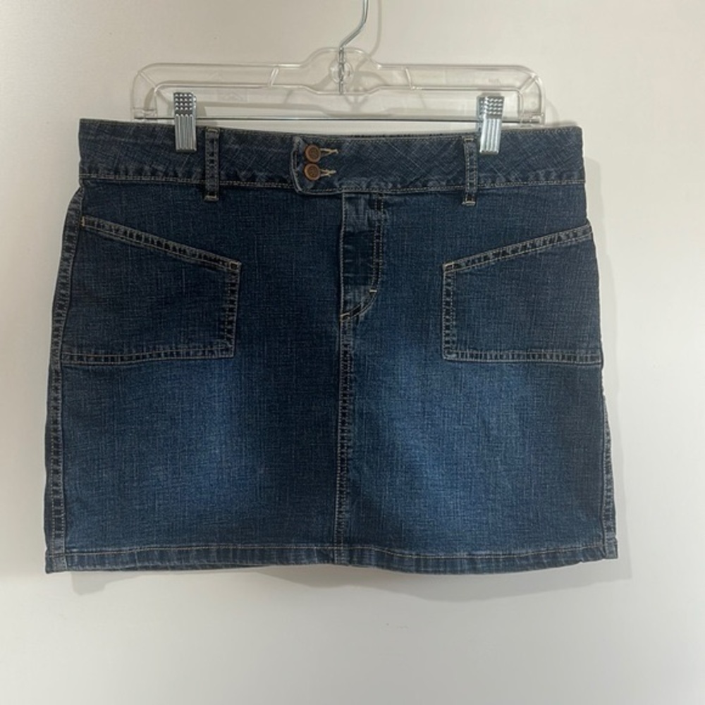 MOSSIMO DENIM MINI SKIRT FRONT ZIPPER FOUR POCKETS SIZE 11